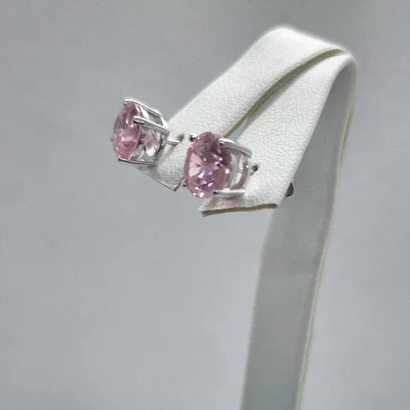 NEW Sterling SIlver 925 PINK GemStone Studs - Earrings - Picture 1 of 5